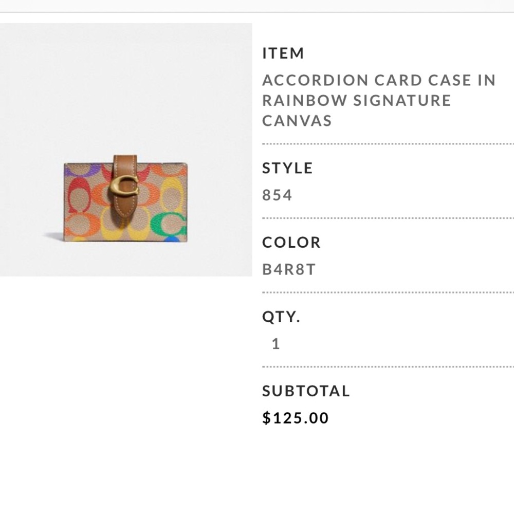 Coach Rainbow Canvas Card Holder Wallet with Buckle
